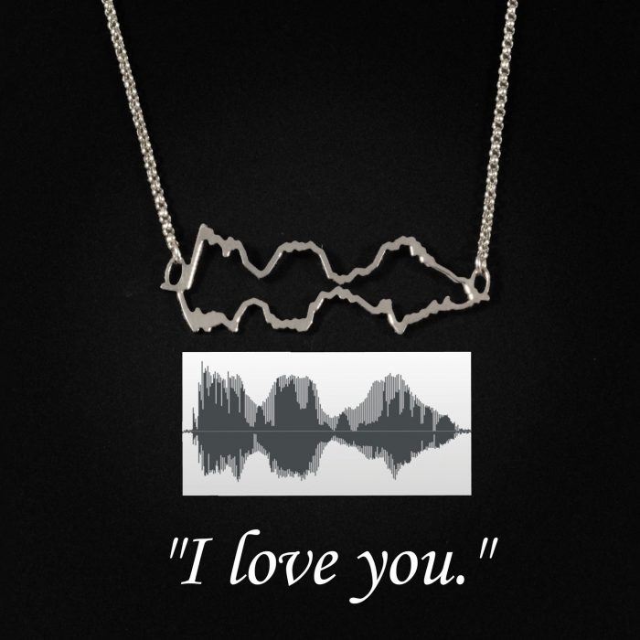 Original Voice Soundwave Necklace Product Image black background with waveform