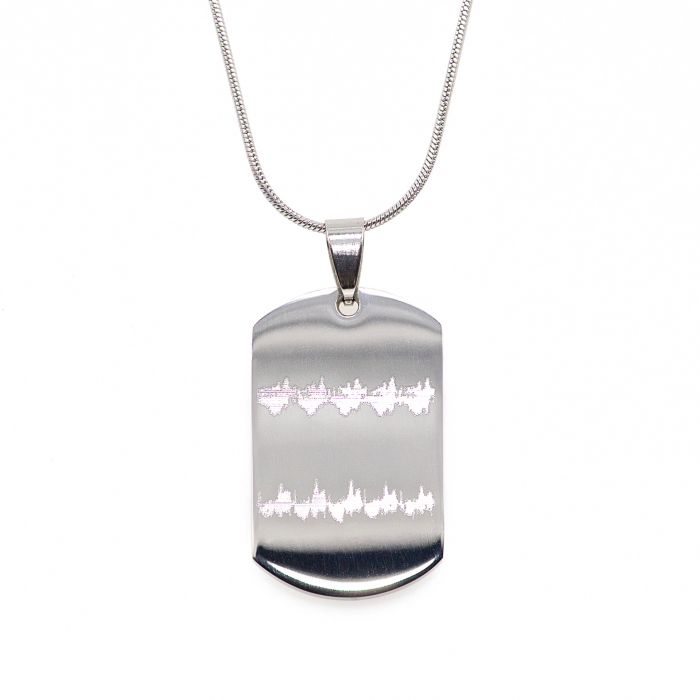 Mini Heartbeat Dog Tag Necklace Using 2 Different Ultrasound Heartbeat Waveforms in Stainless Steel