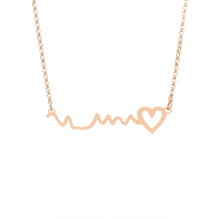 Original Cherished Heart Necklace Using an NST Heartbeat Readout in Rose Gold