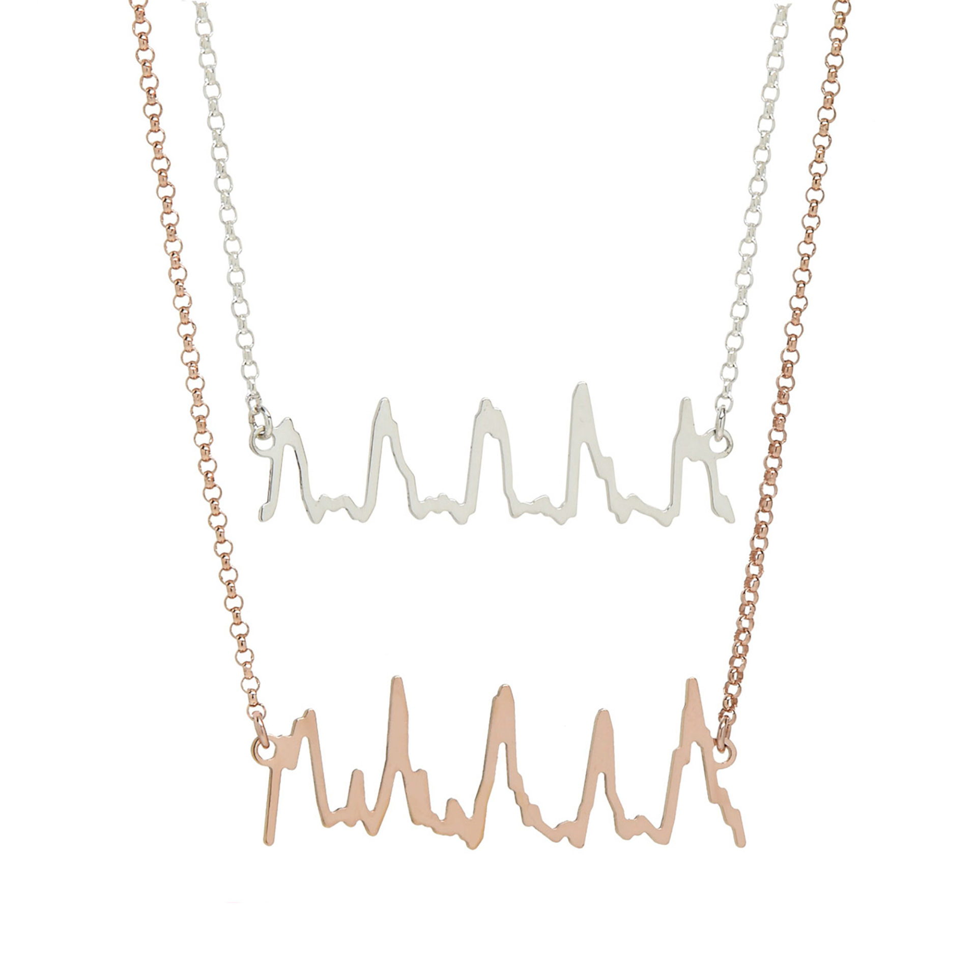 Bonyak Jewelry Sterling Silver Heartbeat 16-18 Necklace 
