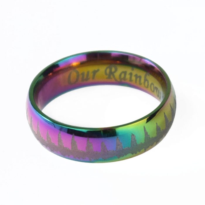Rainbow colored heartbeat ring with color all over