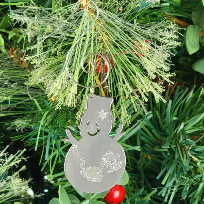 Snow Mom Christmas Ornament in stainless steel